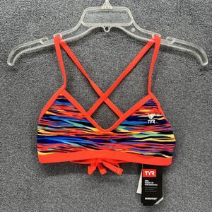 TYR‎ Bikini Top womens XS 0 2 Red Bonzai Cross Cut Tie back Swimwear